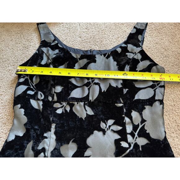 Vintage Tabloid 90s Black Burnout Velvet Floral Mini Dress Whimsygoth Y2K Retro - Picture 5 of 8